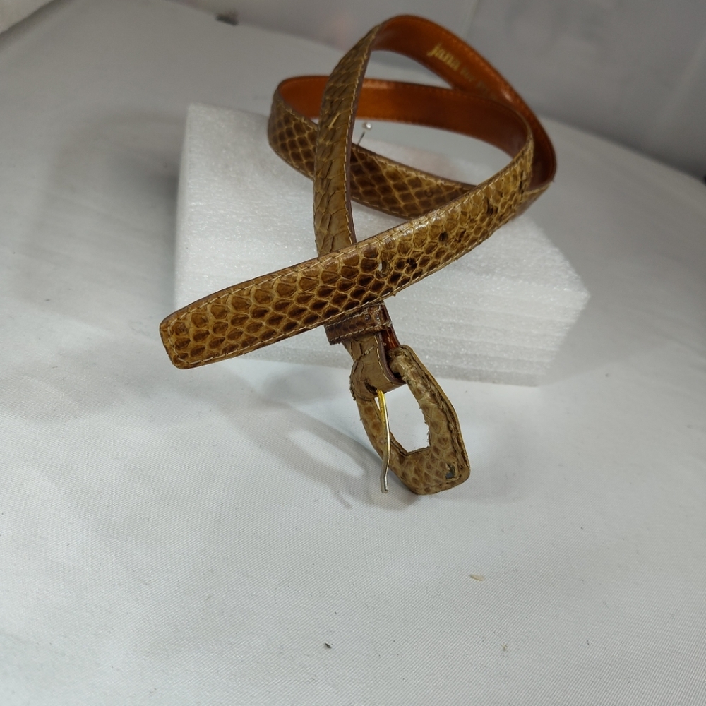 VINTAGE JANA SNAKESKIN BELT Brown Snake Skin Skinny Belt  Sz M 30